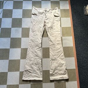 Low rise cream colored flare pants